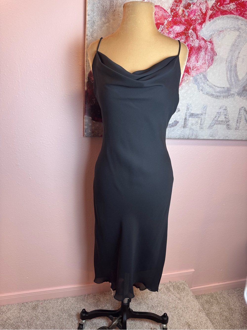 Black Cowl Neck Slip Dress - Perfect LBD - Picture 7 of 9